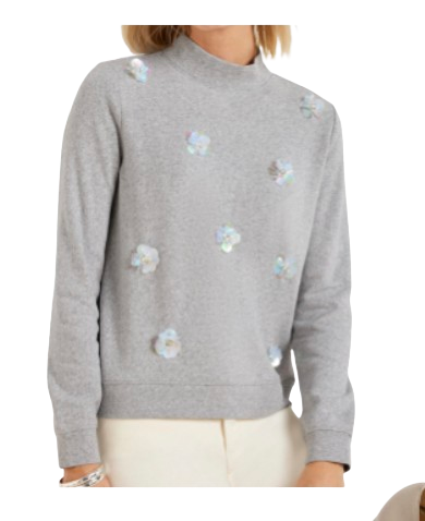 Embellished Mockneck Sweatshirt