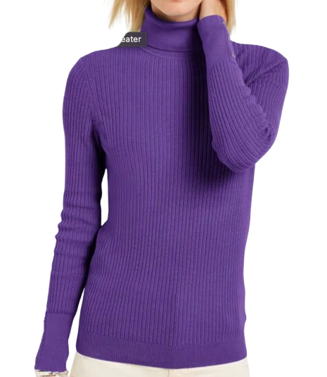 Purple Ribbed Turtleneck