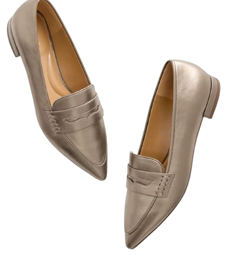 Metallic Leather Loafers