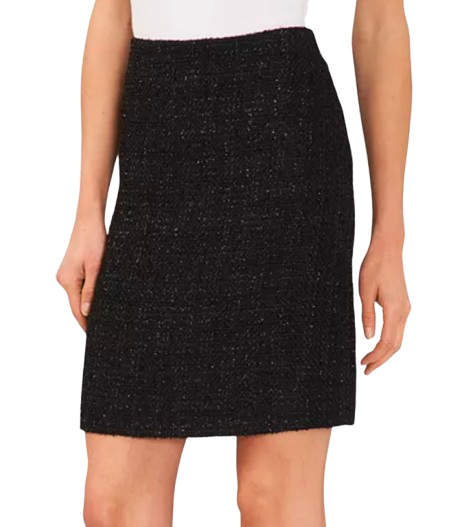 Black Metallic Tweed Skirt