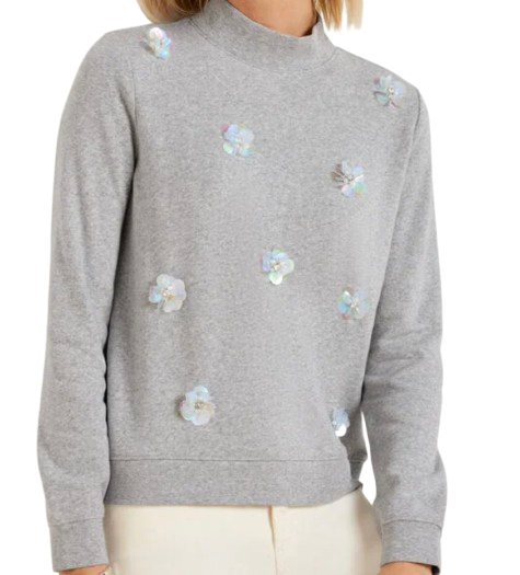 Talbots Embellished Mockneck Sweatshirt