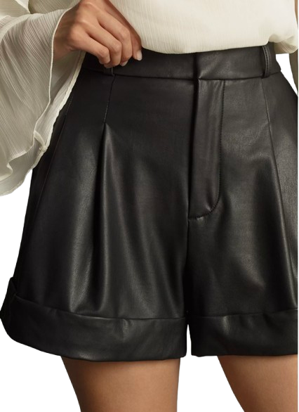 Maeve Faux Leather Cuffed Shorts