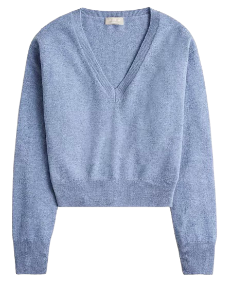 J.Crew Cashmere Shrunken V-Neck Sweater – Light Blue