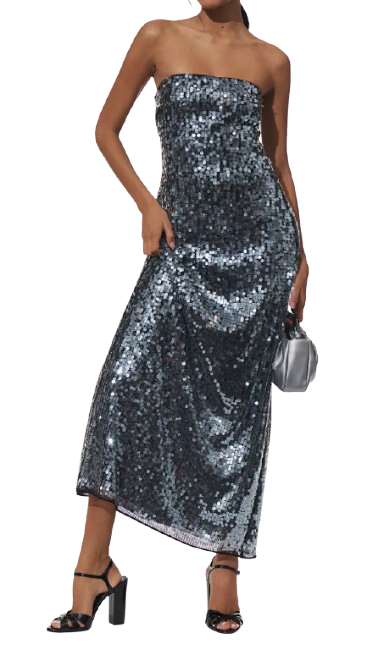 For Love and Lemons Strapless Sequin Maxi Dress