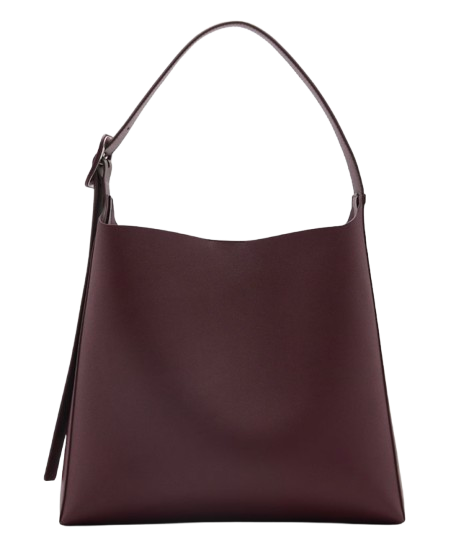 Mango Shopper Bag With Buckle – Burgundy