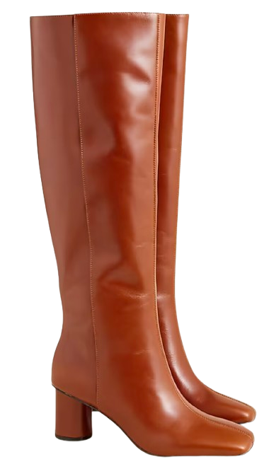 J.Crew Knee-High Round Heel Boots in Leather