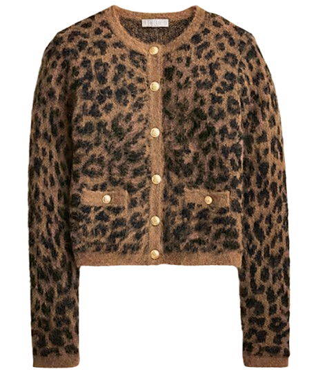 J.Crew Brushed Sweater Lady Jacket in Leopard