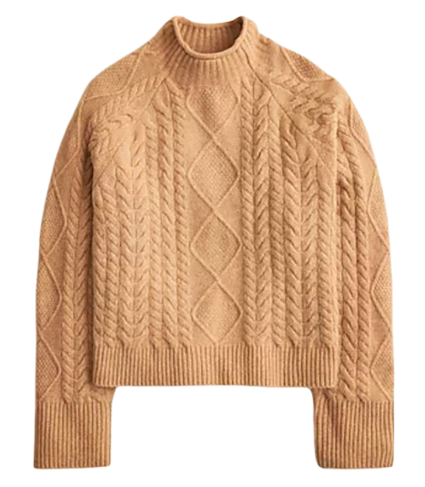 J.Crew Cable Knit Rollneck Sweater – Camel