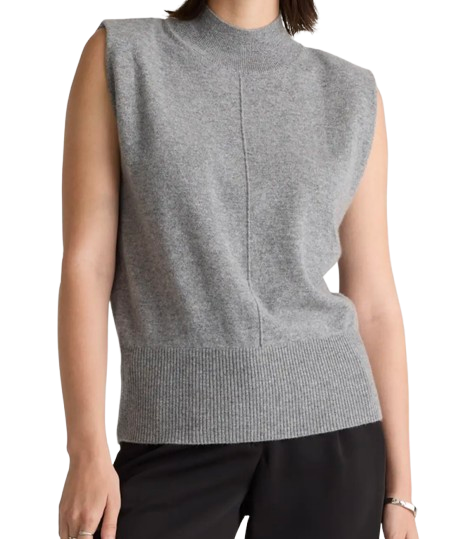 Quince Mongolian Cashmere Padded Shoulder Sweater Tank