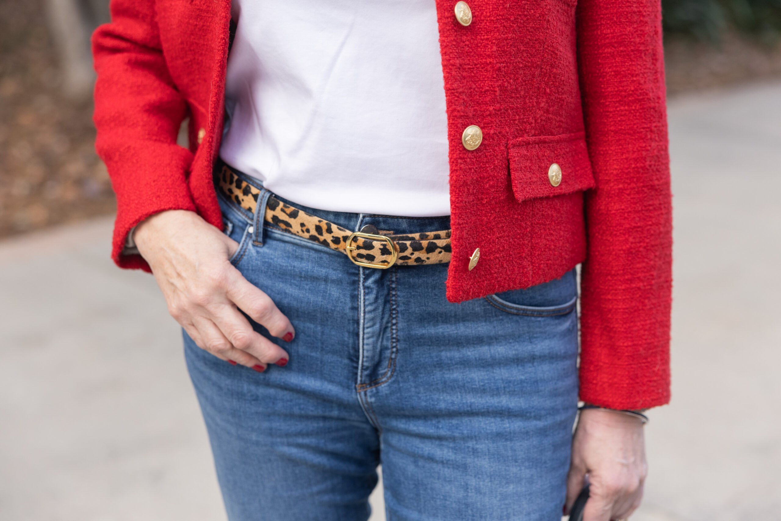 red tweed jacket