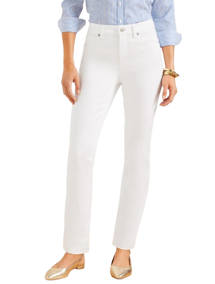 Talbots High Waist Straight Leg Jeans – White