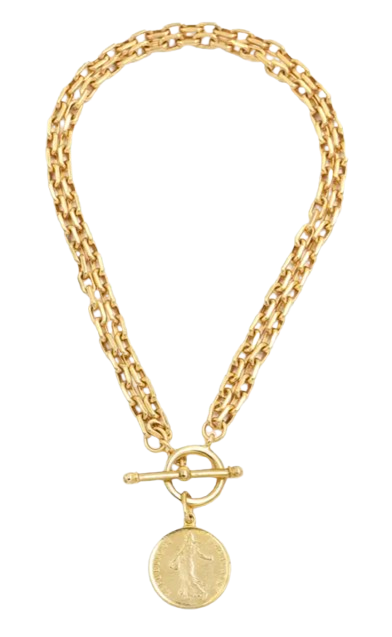 Ben-Amun Chain Necklace with Coin Pendant