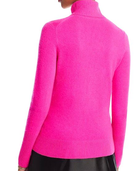 Aqua Cashmere Turtleneck Sweater – Neon Pink