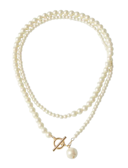 Ann Taylor Double Wrap Pearlized Pendant Necklace