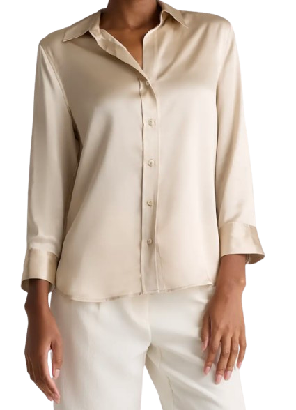 Quince 100% Washable Silk Three-Quarter Sleeve Shirt