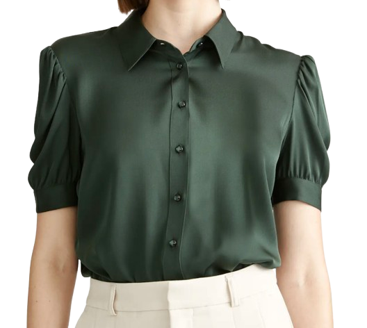 Quince Washable Silk Puff Sleeve Blouse