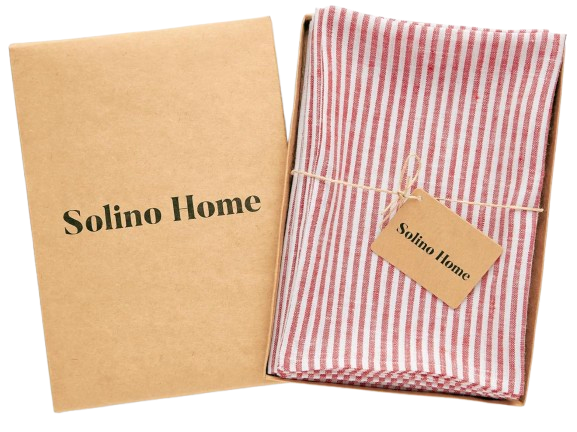 Red and White Striped Linen Napkins