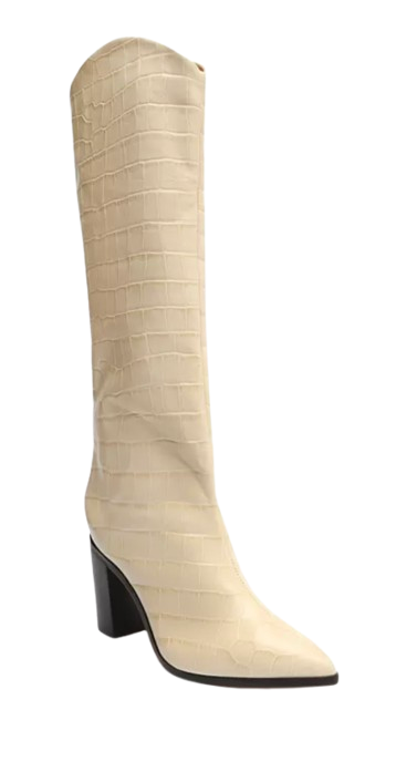 Schutz Croc-Embossed Knee High Boots