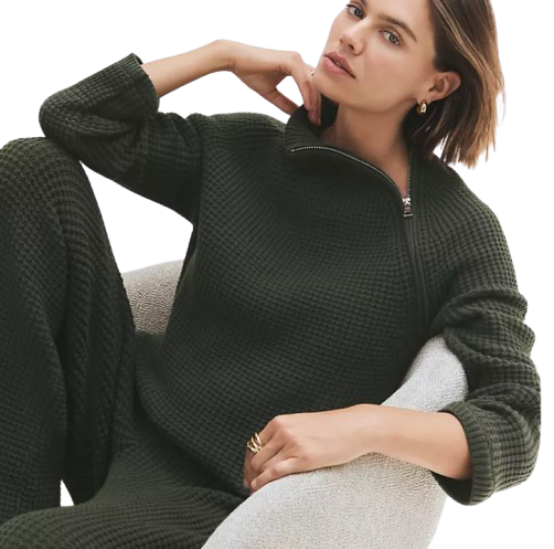Ann Taylor Waffle Zip Sweater