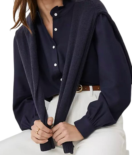 Ann Taylor Flannel Ruffle Blouse