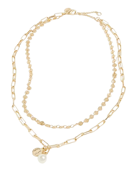 J.Crew Factory Small Coin and Pearl Layering Necklace
