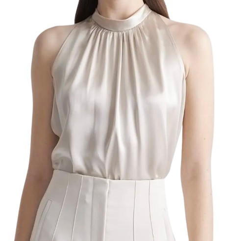 Quince 100% Washable Silk Halter Top – Champagne
