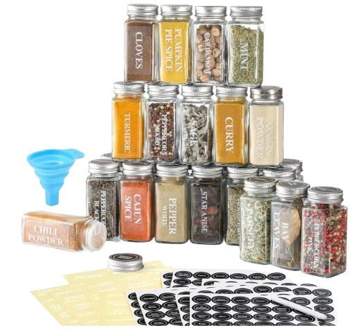 Glass Spice Jars with Labels
