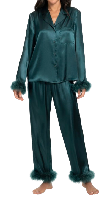 Nordstrom Feather Trim Satin Pajamas