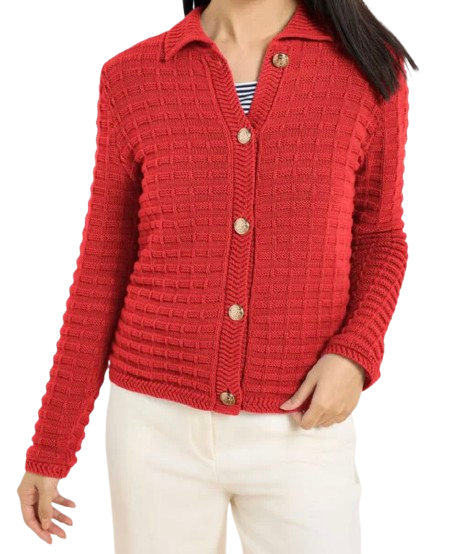 Talbots Textured Polo Cardigan
