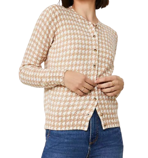 Ann Taylor Houndstooth Cozy Ann Cardigan