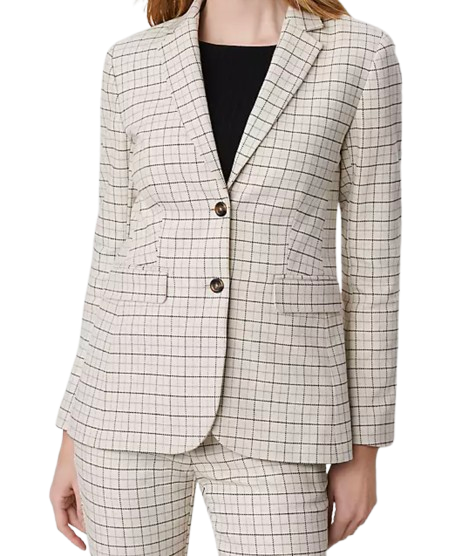 Ann Taylor Greenwich Blazer in Plaid Stretch Cotton