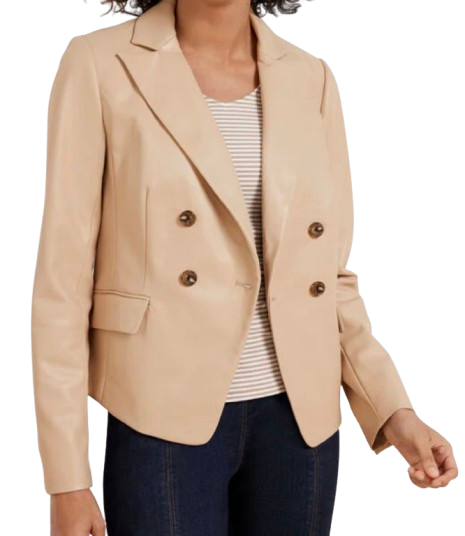 Talbots Faux Leather Double Breasted Blazer