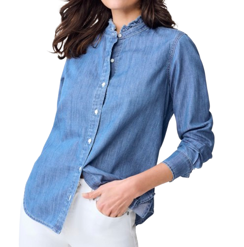 J.McLaughlin Ruffled Denim Shirt