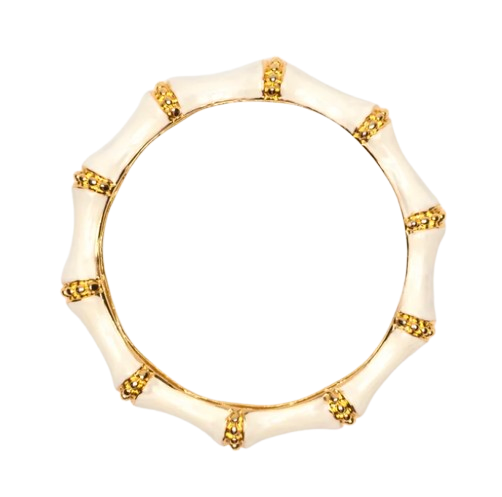 Frances Valentine Enamel Bamboo Bangle Bracelet – White