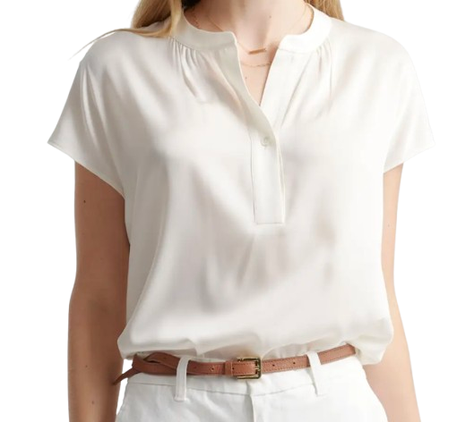 Quince Washable Stretch Silk Dolman Sleeve Blouse