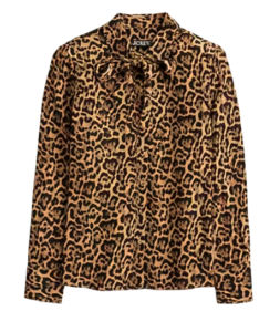 J.Crew Leopard Tie-Neck Button-Up Shirt