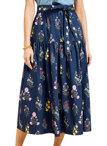 Talbots Poplin Flounce Midi Skirt
