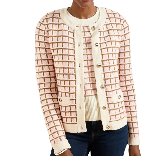 Talbots Crewneck Cardigan, Soft Pink Cafe