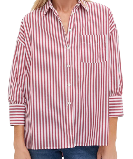 Tuckernuck Red Striped Boyfriend Shirt