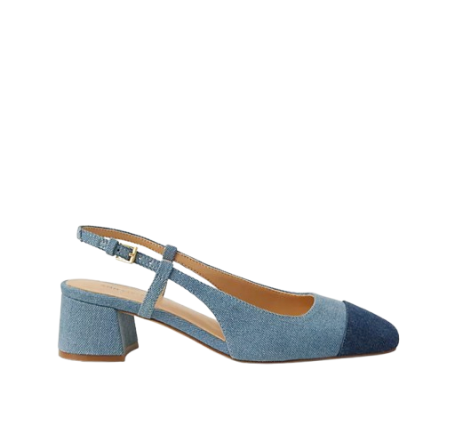 Ann Taylor Cap Toe Denim Slingback