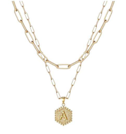 Layered Chain Initial Necklace