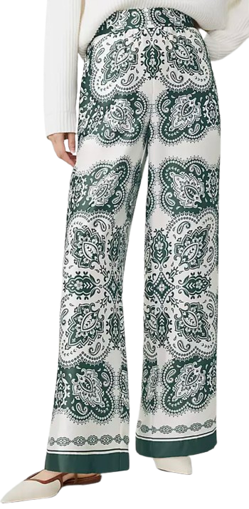 Ann Taylor Petite Easy Wide Leg Pant in Paisley Satin