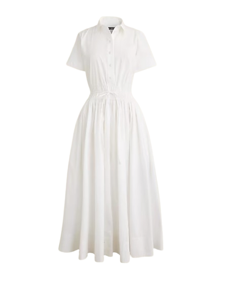 White Cotton Poplin Shirtdress