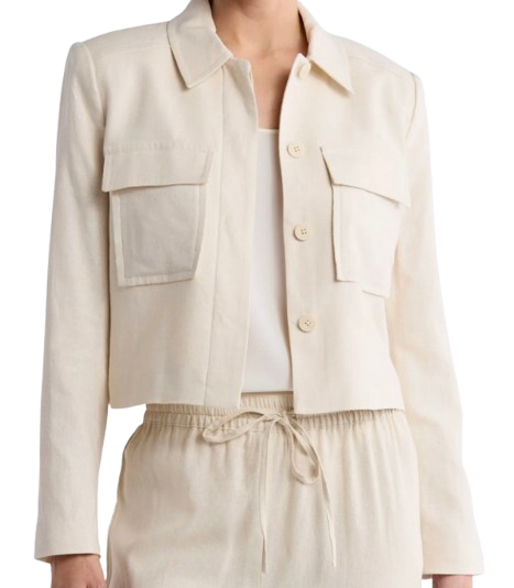 Donna Karan Utility Linen Cropped Jacket