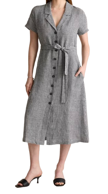 Quince European Linen Button Front Dress