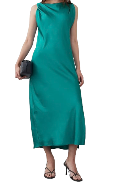Banana Republic Factory Satin Twist Shoulder Maxi Dress