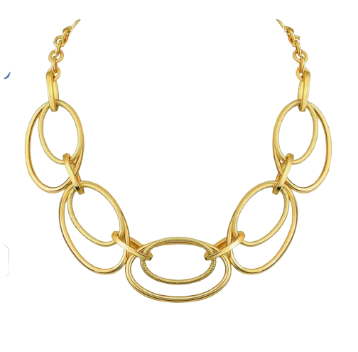 14k Gold Plated Circle Chain Necklace, statement jewelry