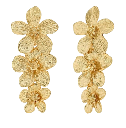 Chunky flower drop earrings, statement jewelry