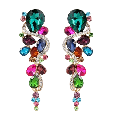 Multi-Color Crystal Chandelier Earrings, Statement jewelry