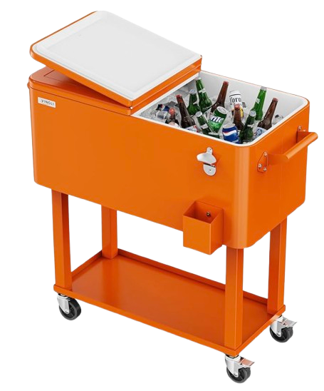 rolling ice chest, spring patio decorating ideas